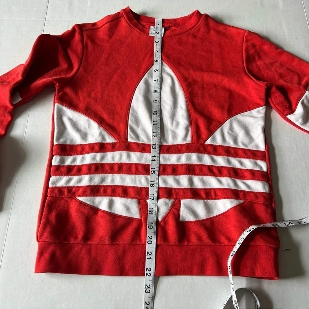 Adidas Junior Big trefoil crewneck sweatshirt red white size Medium